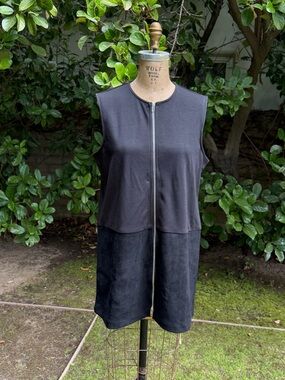 Leuname Mar mixed media minimalist sleeveless zipper dress - size L